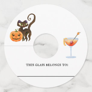 Etiquetas Identificadoras de Vasos de Vino Hallowe