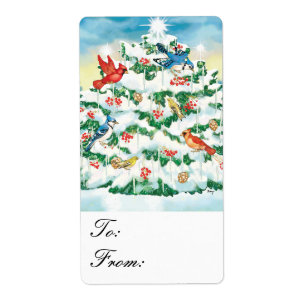 Etiquetas iluminadas del regalo del árbol de