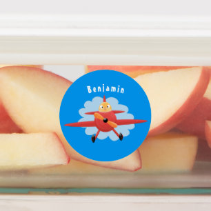 Etiquetas Ilustracion de personalizado de avión rojo que vue