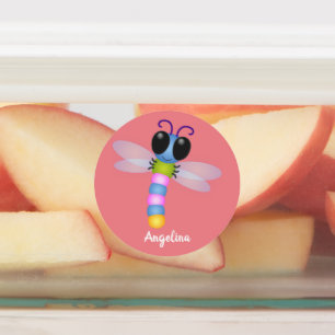 Etiquetas Ilustracion de personalizado de libélula azul y ro