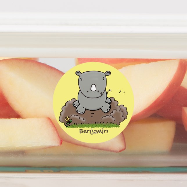 Etiquetas Ilustracion de personalizado de rinocerontes (Fijada)