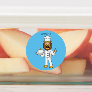 Etiquetas Ilustracion personalizado de chef de un bonito leó