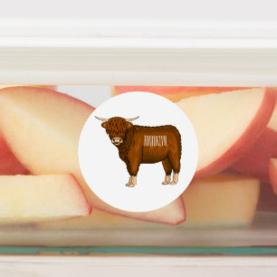 Etiquetas Ilustracion personalizado de vaca de Highland