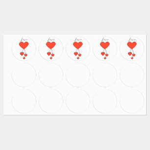 Etiquetas Ilustracion simple con corazones escarlatos Amor