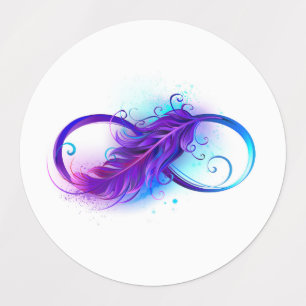 Etiquetas Infinito con plumas púrpura