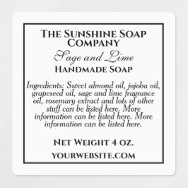 Etiquetas Ingredientes sencillos de jabón blanco y negro a p