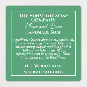 Etiquetas Ingredientes sencillos de jabón verde y blanco a p