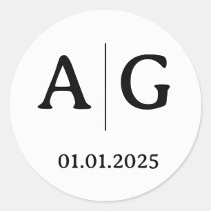 Etiquetas iniciales de la pareja de bodas   Blanco