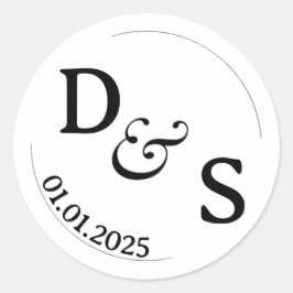 Etiquetas iniciales de la pareja de bodas | Blanco