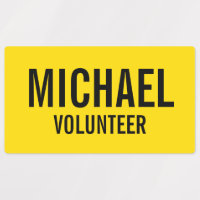 Insignia de voluntario amarillo con nombre persona