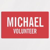 Insignia de voluntario rojo con nombre personaliza