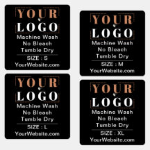 Instrucciones de cuidado y tamaño de ropa negra cu