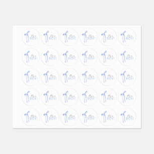 Etiquetas Invitación al Baby Shower de lazo azul, Baby Showe