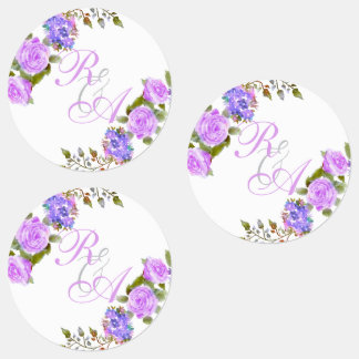 Etiquetas Invitación de boda con monograma de cinta de rosa