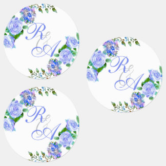 Etiquetas Invitación de boda con monograma de cinta de rosa