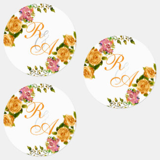 Etiquetas Invitación de boda con monograma de cinta de rosa