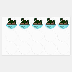 Etiquetas Isla Tropical de Dibujos Animados Minimalista en e