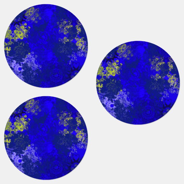 Etiquetas Japanese floral blue patterns (Grupo)