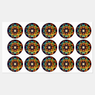 Etiquetas Kaleidoscope Mandala Flower Design-23091