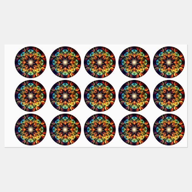 Etiquetas Kaleidoscope Mandala Flower Design-23091 (Hoja)