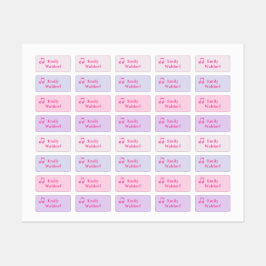 Etiquetas Kids' Name Clothing School Labels with Pink Note