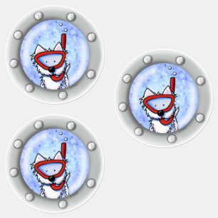 Etiquetas KiniArt Snorkel Westie Porthole impermeable