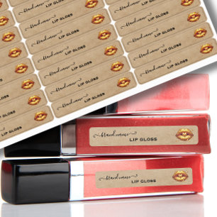 Etiquetas Kraft personalizado marcas de brillo de labios oro