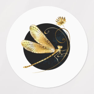 Etiquetas La libélula dorada en círculo negro
