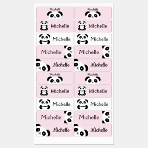 Etiquetas La Personalizado Cute Kawaii Panda con los niños d