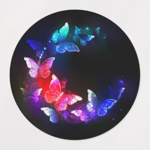 Etiquetas Las mariposas nocturnas brillantes de Neon en el f