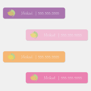 Etiquetas Lemon Fruit School Clase Lunch Nombre Número de et