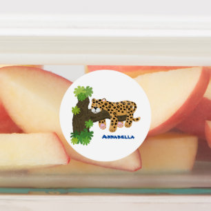 Etiquetas Leopardo lindo durmiendo en un ilustracion de pers