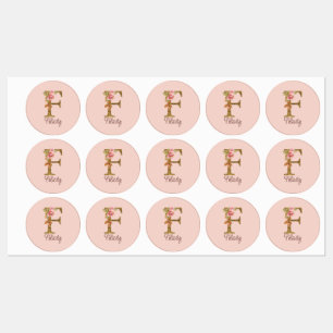 Etiquetas Letra de nombre personalizada F Relieve metalizado