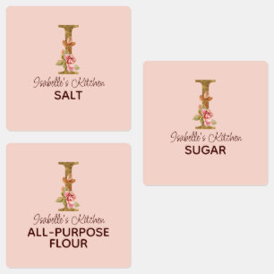 Etiquetas Letra de nombre personalizada I Pantry de rosas ro