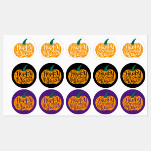 Etiquetas Letras de Feliz Halloween en calabaza tallada