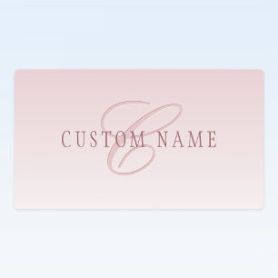 Etiquetas Letras Elegantes y Monograma Rosa Ombre