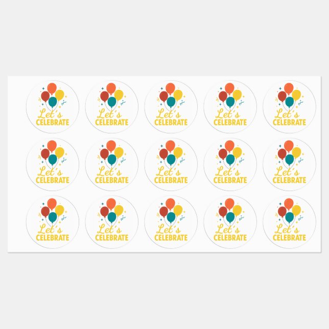 Etiquetas Let's Celebrate - Fun Balloon Sticker  (Hoja)