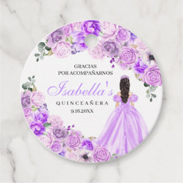 Etiquetas Lilac Purple Floral Quinceanera Círculo