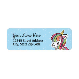 Etiquetas lindas del remite del unicornio