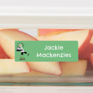 Etiquetas Lindo pájaro secretario escribiendo caricatura per