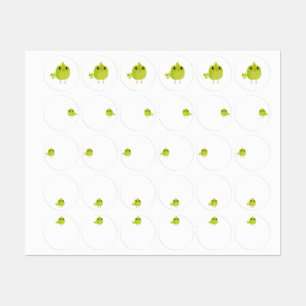 Etiquetas Lindo Pájaro Verde Dibujo Animado