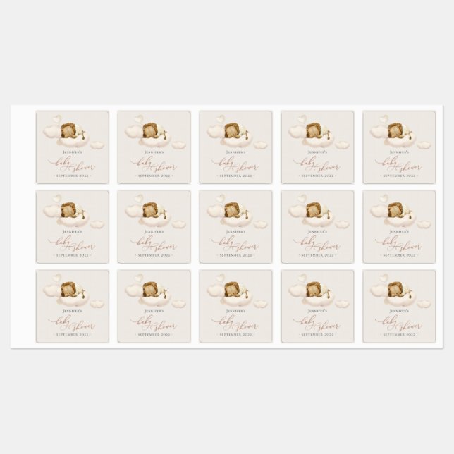 Etiquetas Lion Baby Shower Labels (Hoja)