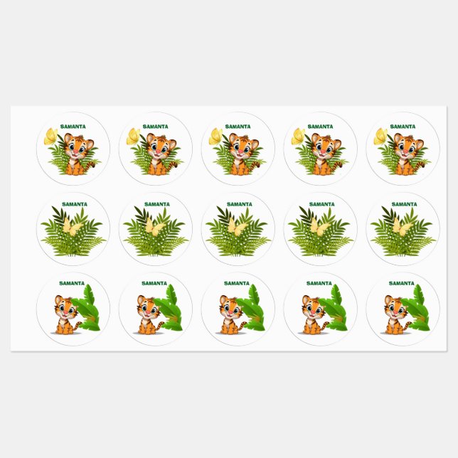 Etiquetas Little Tiger & Butterfly Waterproof Labels (Hoja)