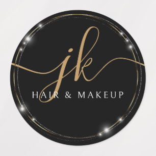 Etiquetas Logotipo de guión de monograma profesional Glam Wa