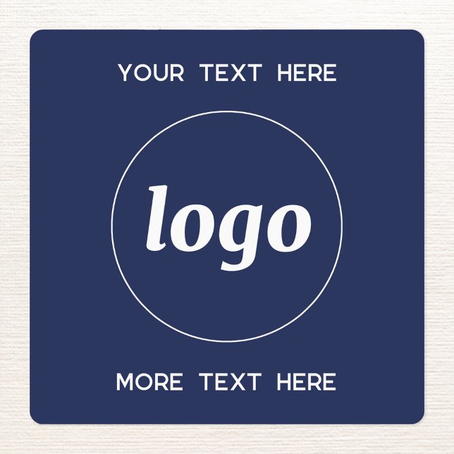 Etiquetas Logotipo simple con azul de la Marina de Negocios  (Simple logo with custom text business branding promotional sticker labels in navy blue)