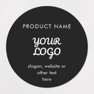 Etiquetas Logotipo y texto moderno impermeable   Blanco y ne