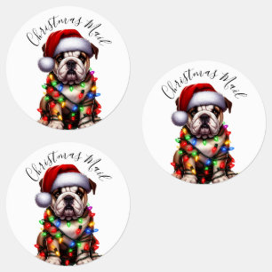 Etiquetas Luces divertidas de Navidad de un moderno bulldog 