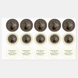 Etiquetas Madonna vintage y niño con marco plateado