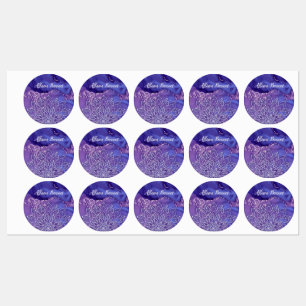 Etiquetas Mandala personalizada de color morado blanco