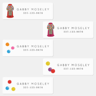 Etiquetas Máquina de Candy Gumball retro personalizada para 